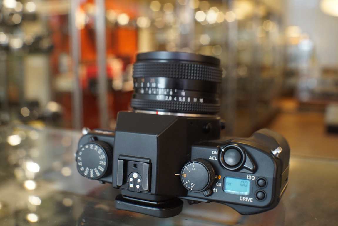 Contax Aria + Carl Zeiss Planar 50mm f/1.7 AE, boxed body, with