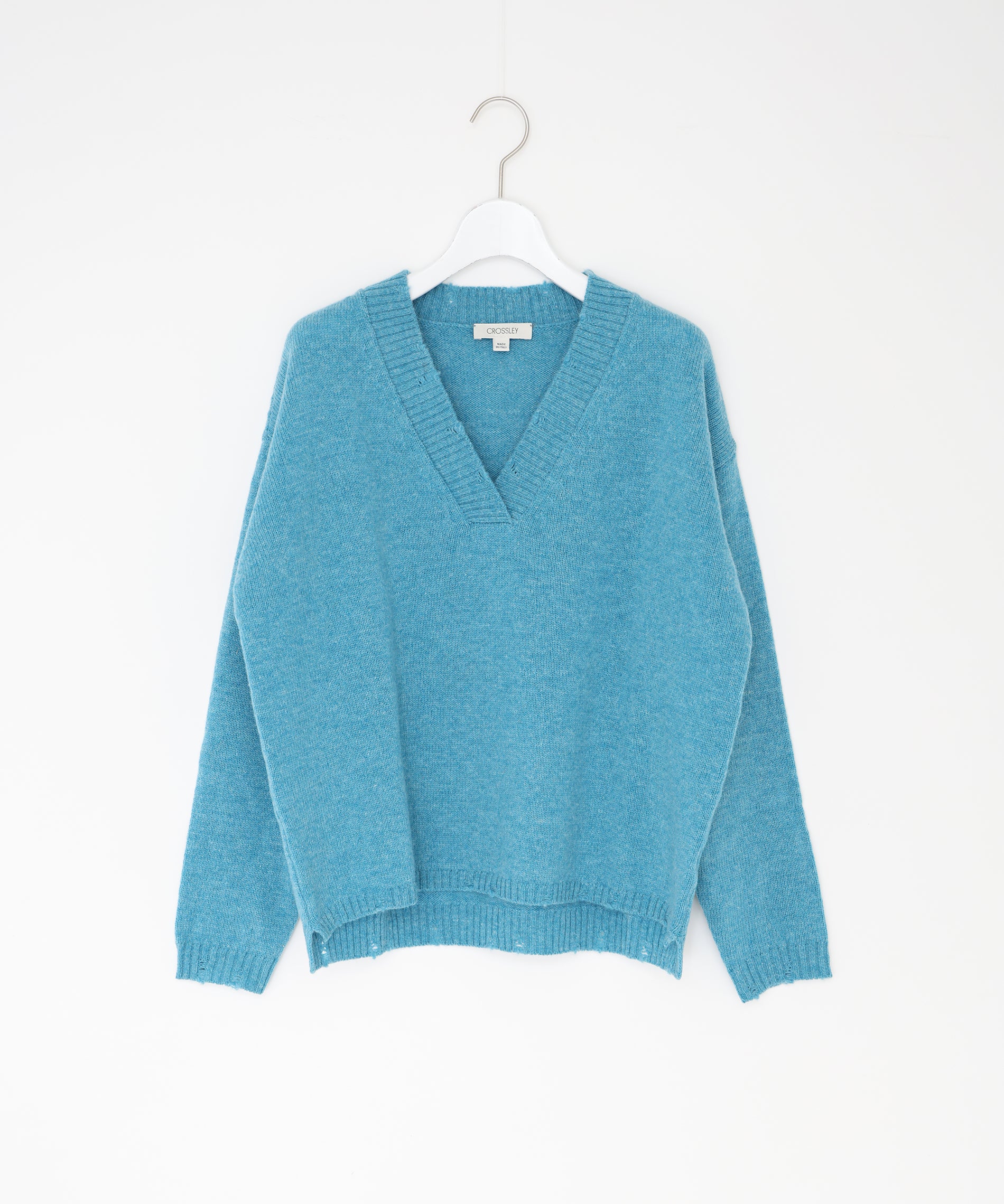 Vネックダメージニット｜CROSSLEY – FACE SANS FARD