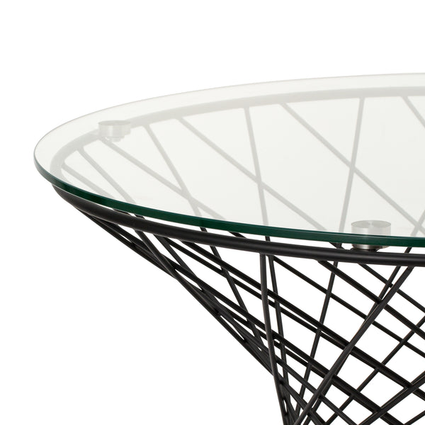 取付無料！フランフラン マーリア クリア×ブラック ガラス円形サイド