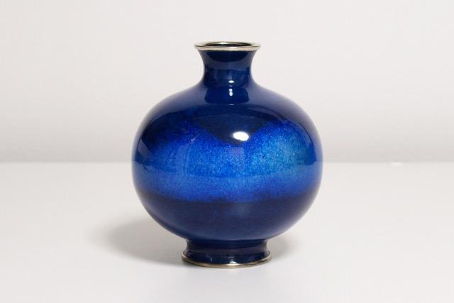 ☆色：宙（紺透け）☆【尾張七宝窯元 加藤七宝製作所】4.5寸玉形花瓶