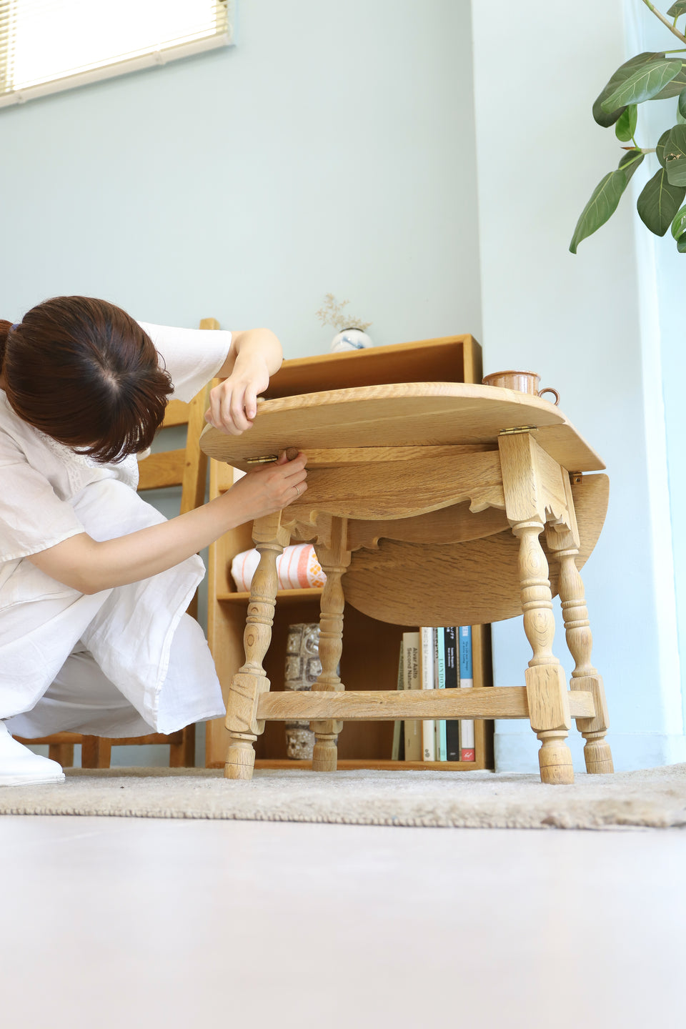 デンマークヴィンテージ サイドテーブル ドロップリーフ オーク材 北欧