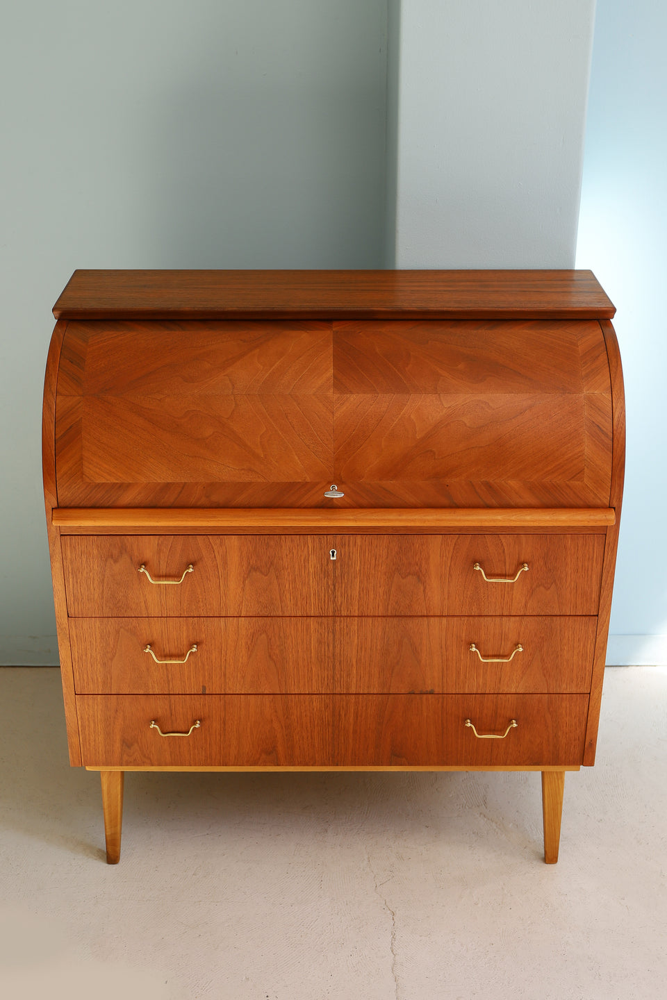 スウェーデンヴィンテージ ロールトップビューロー デスク チェスト