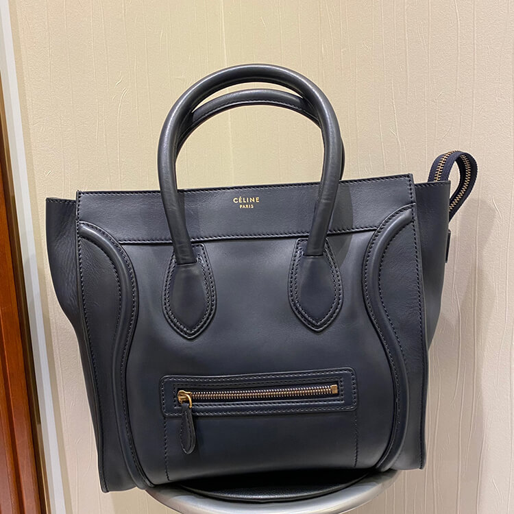 セリーヌ ラゲージ ミニショッパー ネイビー レザーの買取実績【2021年