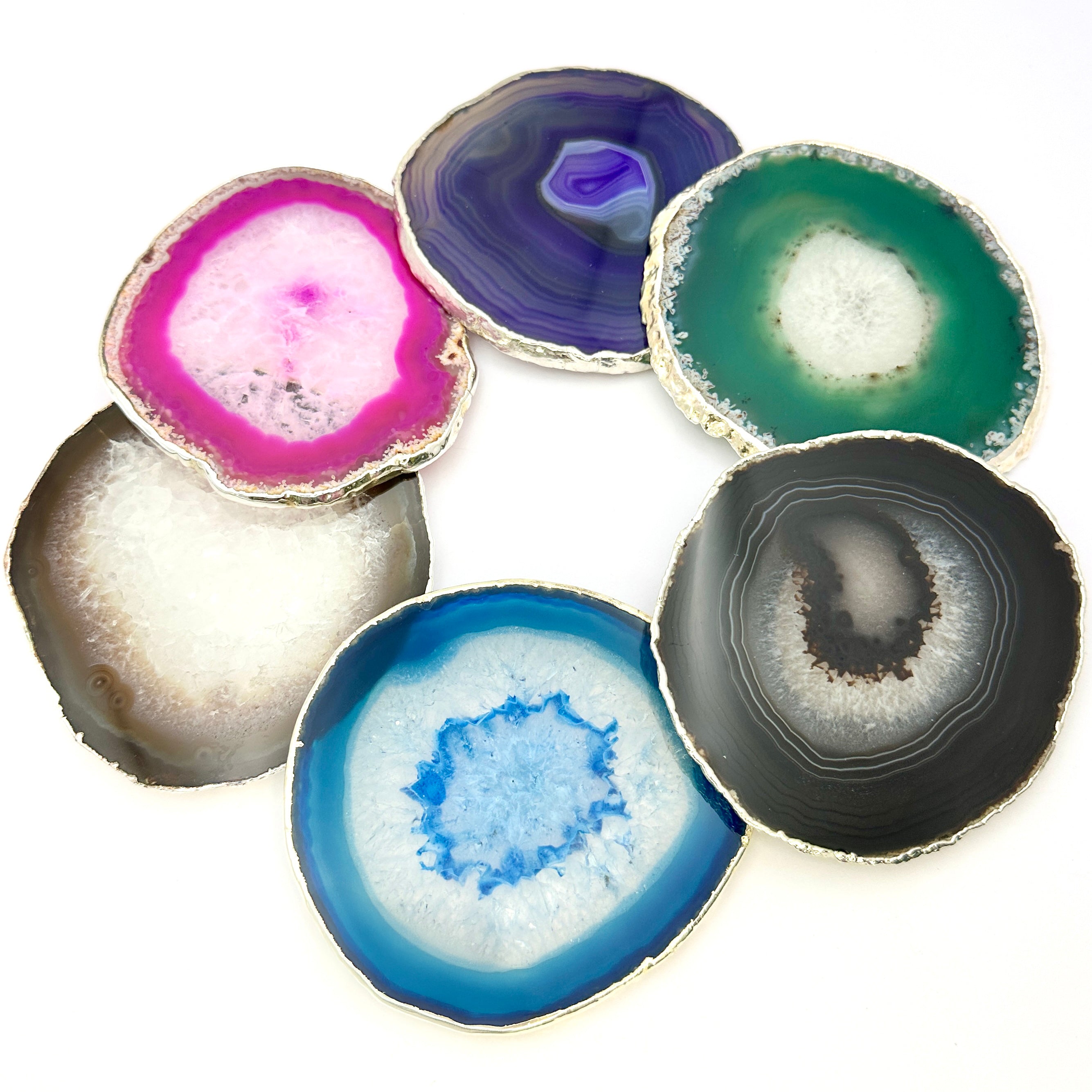 Agate Slice Coaster, Natural Gemstone Coaster, Rock & Crystal