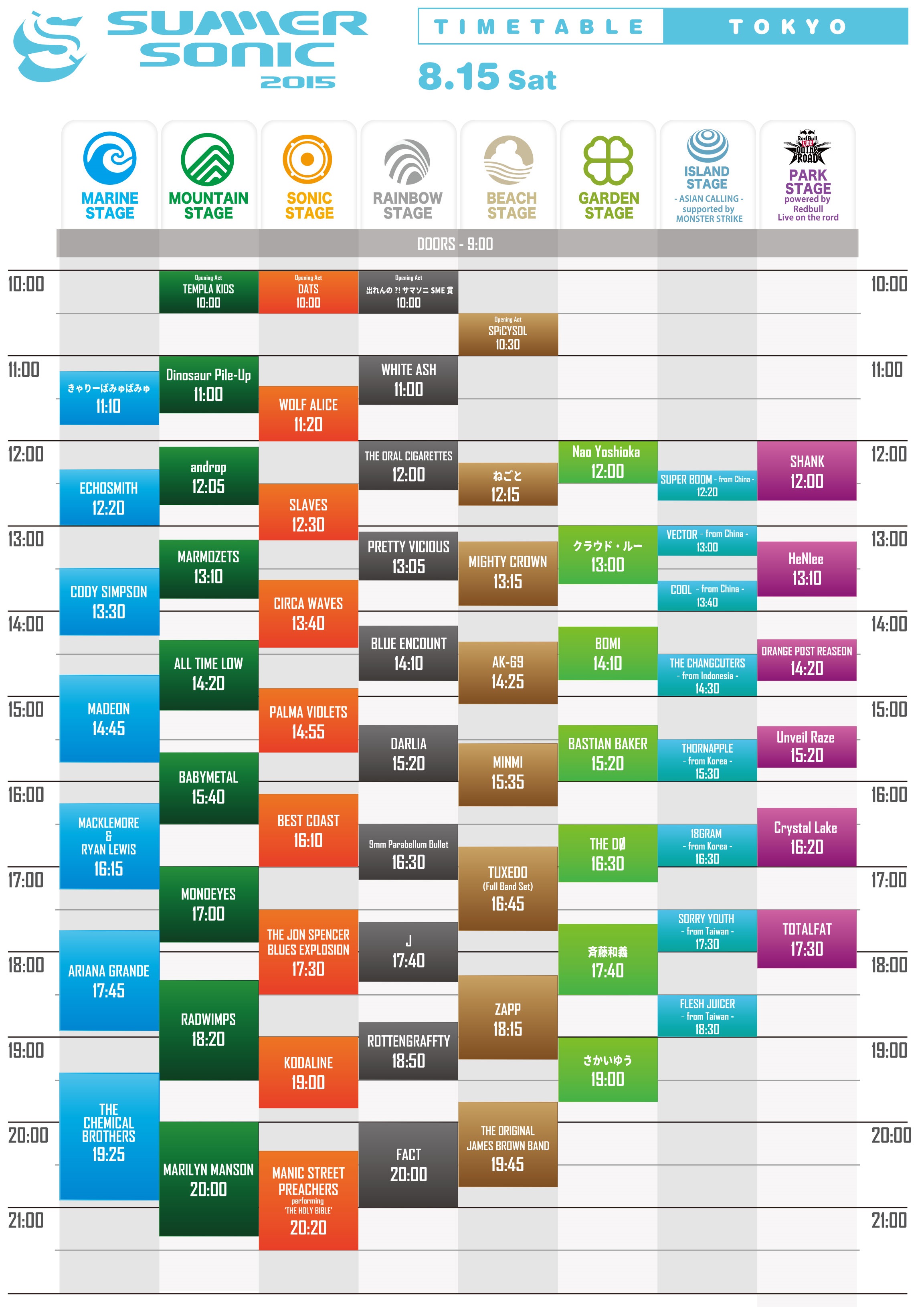 THE CHEMICAL BROTHERS、JSBX、RADWIMPS、MONOEYES、MEW、PASSION PIT