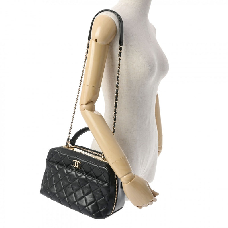 シャネル2WAY ボーリングバッグ 42976 黒 ゴールド金具 レディース