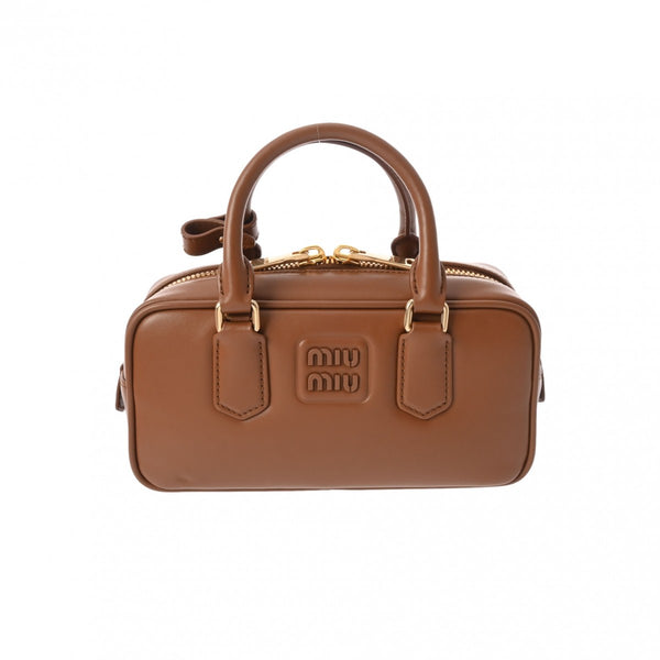 ミュウミュウアルカディ マテラッセ 2WAY ブラウン ゴールド金具