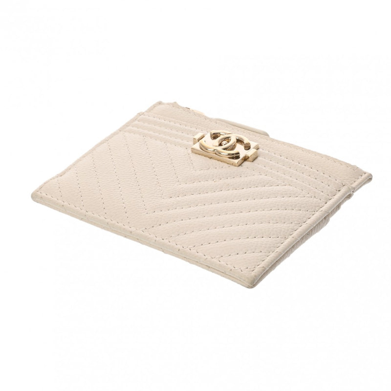 シャネルジップポケット付き 43000 ホワイト レディース キャビア