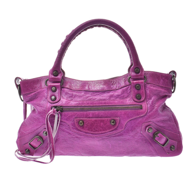 バレンシアガザ ファースト パープル レディース カーフ 2WAYバッグ