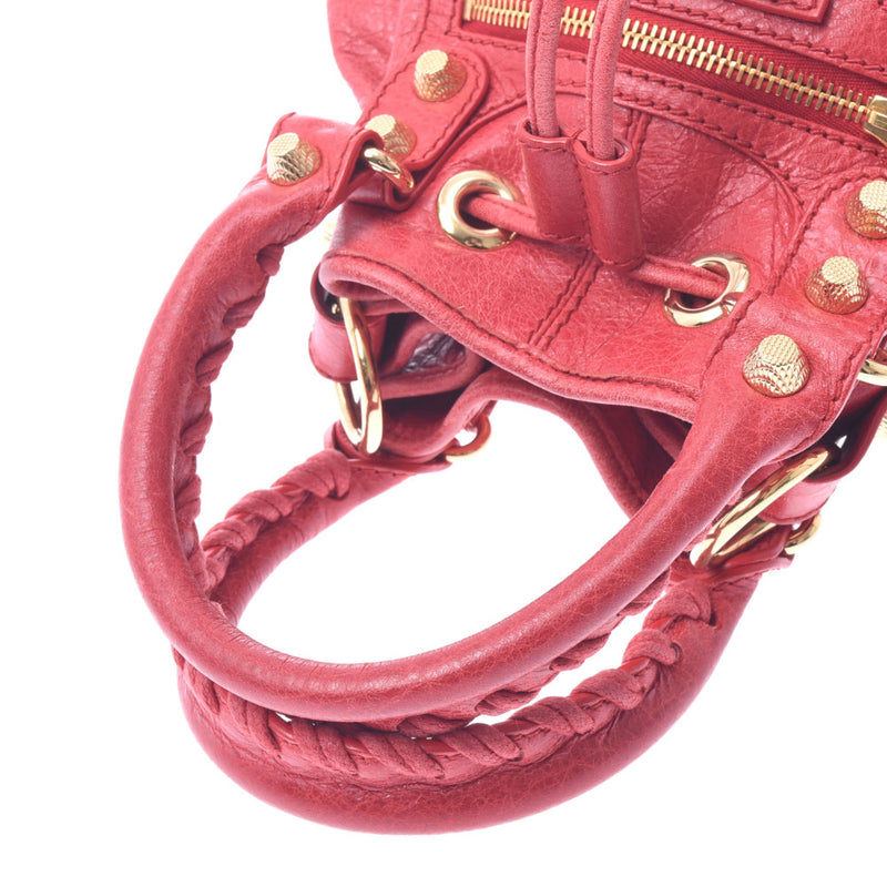 バレンシアガジャイアント ミニポンポン 2WAYバッグ 赤 ゴールド金具