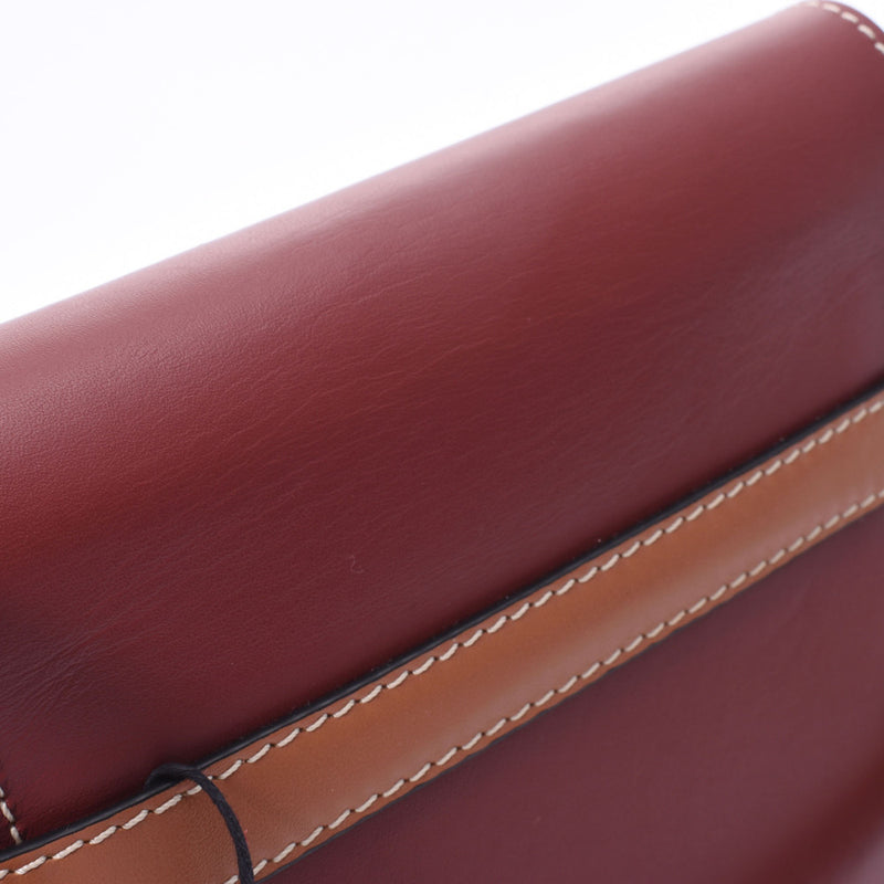 ロエベゲートミニ 赤/ボルドー/茶 レディース カーフ ショルダーバッグ