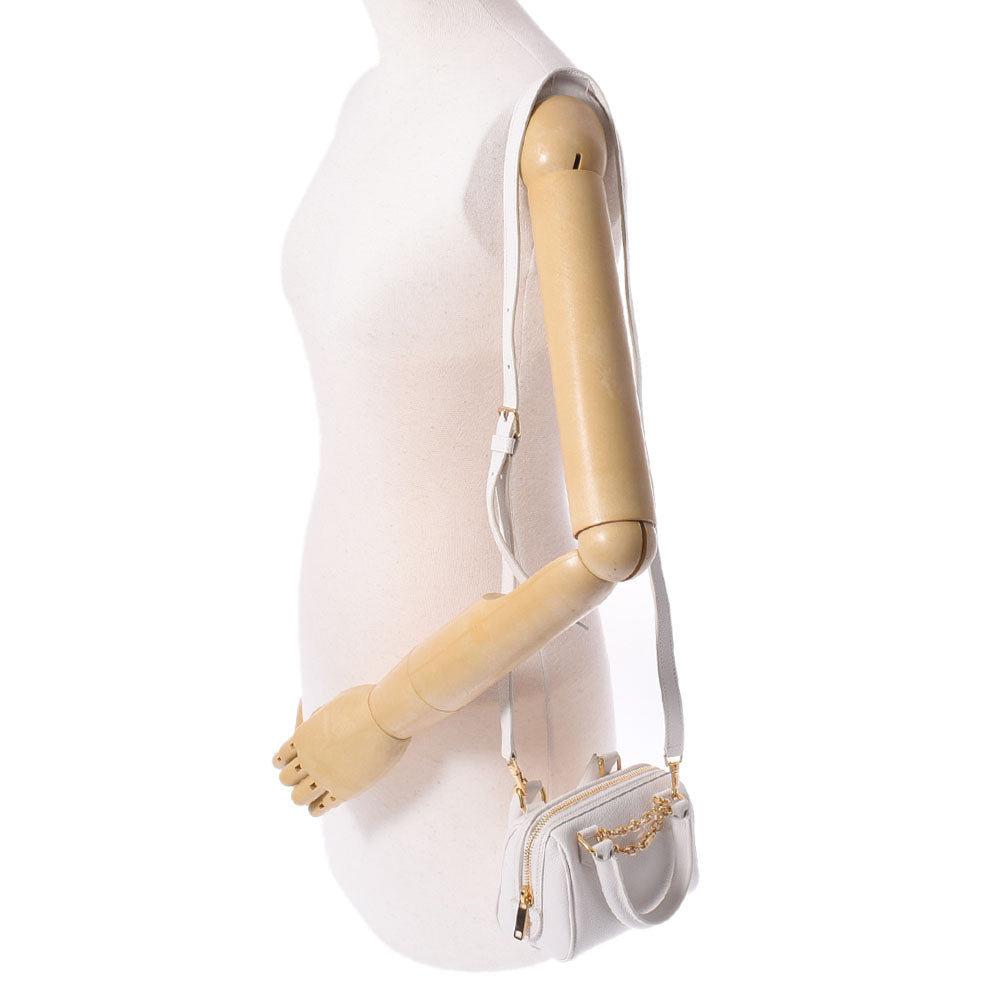 セリーヌミニボストン 2WAY 白 ゴールド金具 ユニセックス カーフ