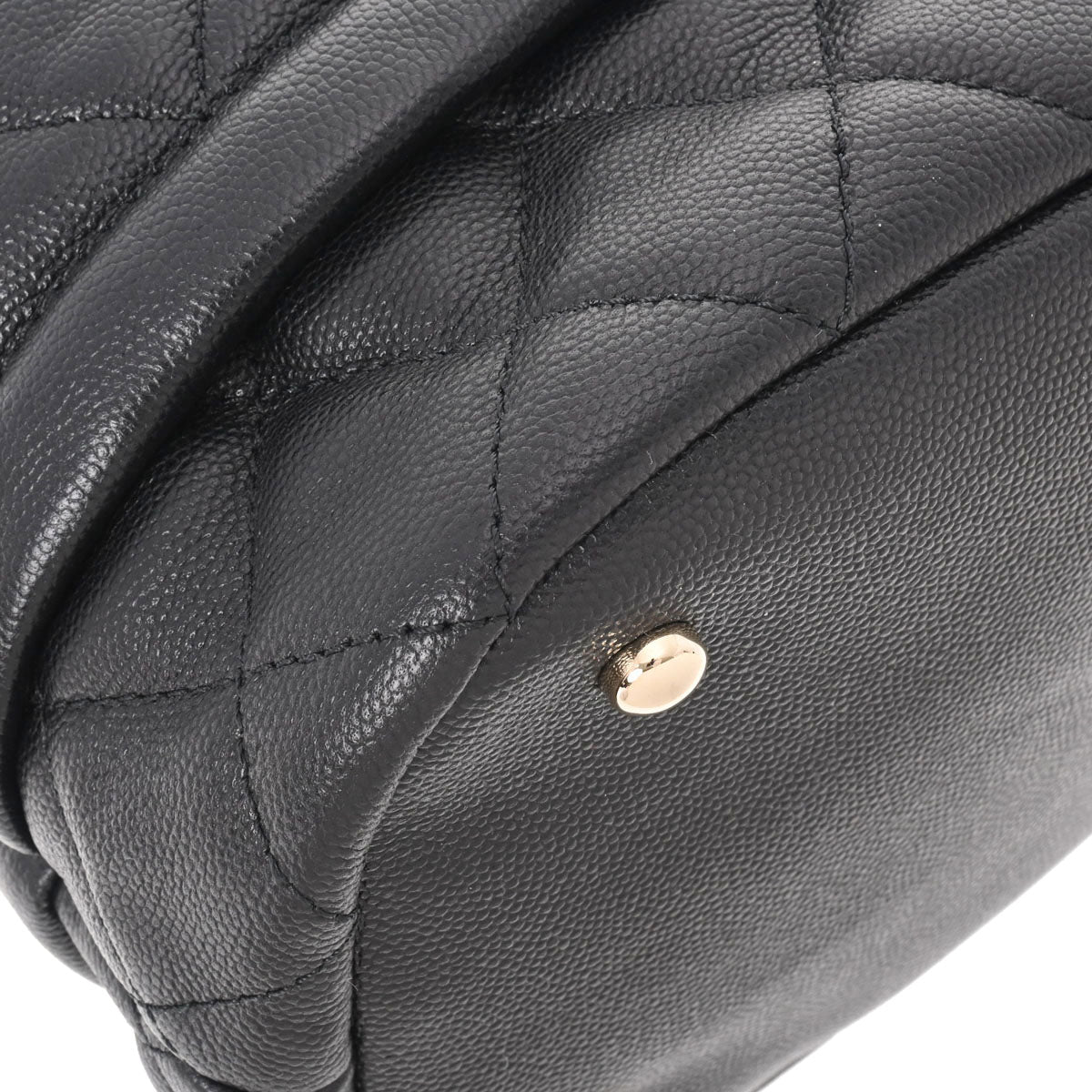 シャネルドローストリング 巾着タイプ 2WAY ブラック ゴールド金具