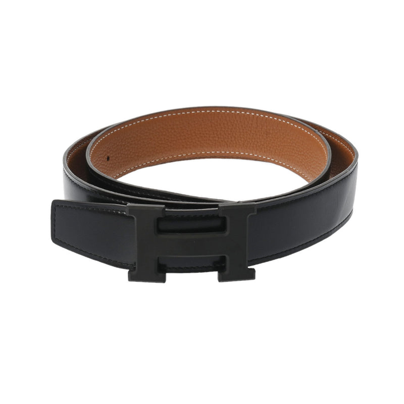 エルメスHベルト サイズ80 リバーシブル 黒/ゴールド ブラック金具 U