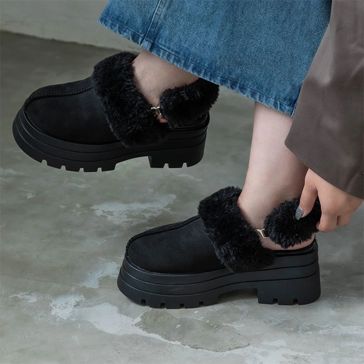 ムートン サンダル 2way サボ 2026新作 厚底 8cmヒール ストラップ