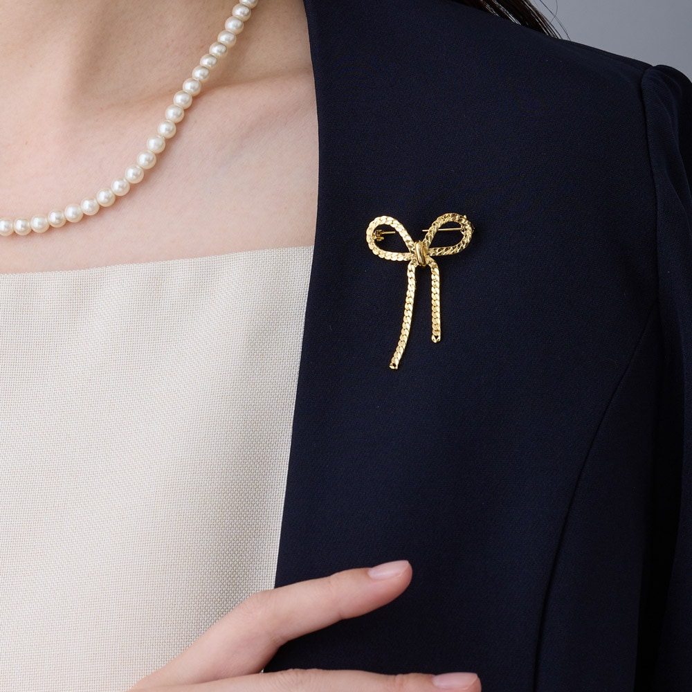 送料無料 日本製 リボンチェーンブローチ | ショールピン・ブローチ