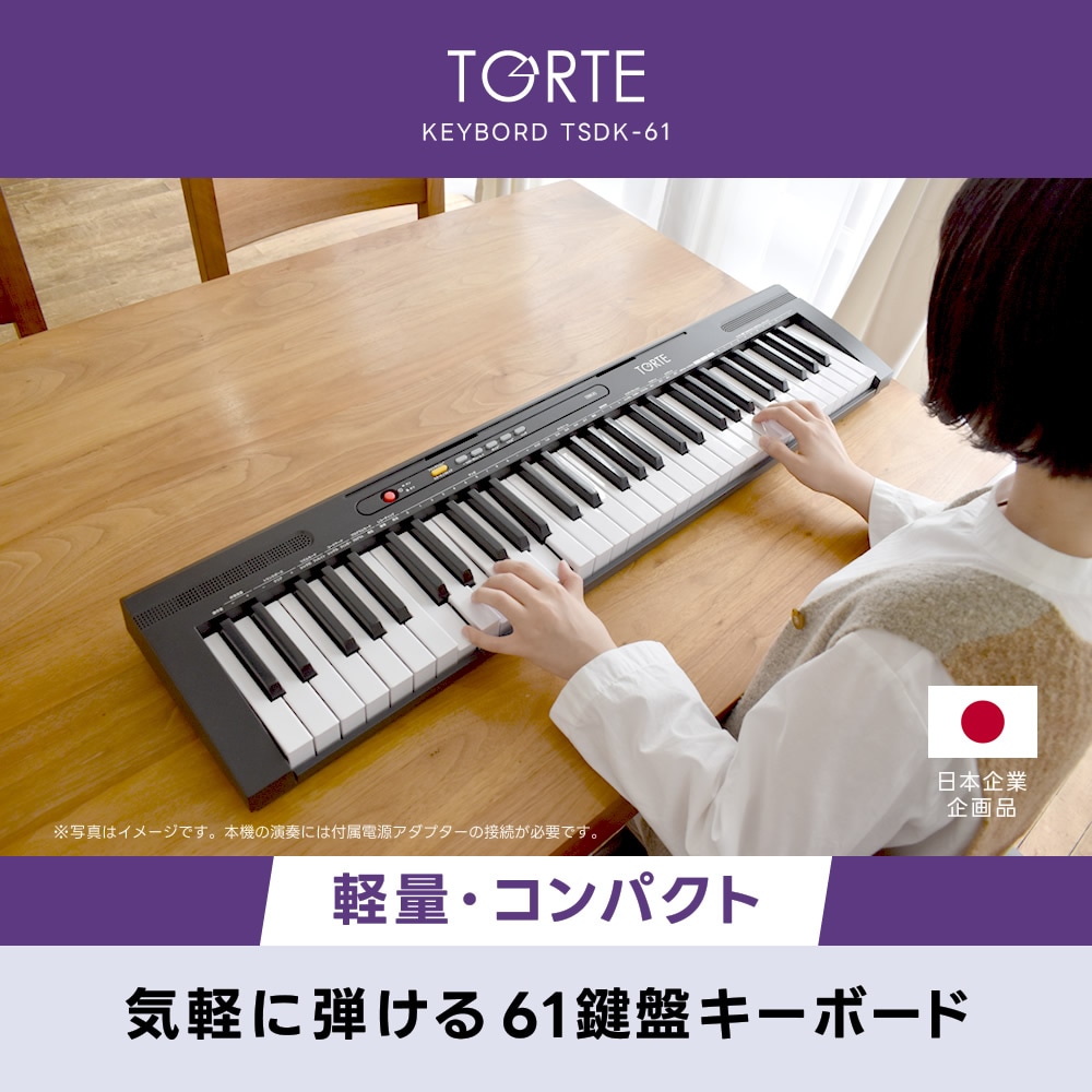 61鍵盤 キーボード 超軽量 スリム設計 TORTE TSDK-61 本体のみ【 61