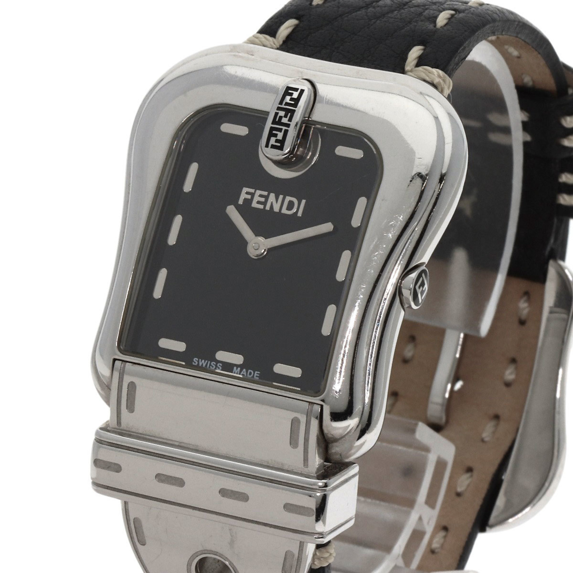 Fendi 3800G Buckle Motif Watch Stainless Steel Leather Women's