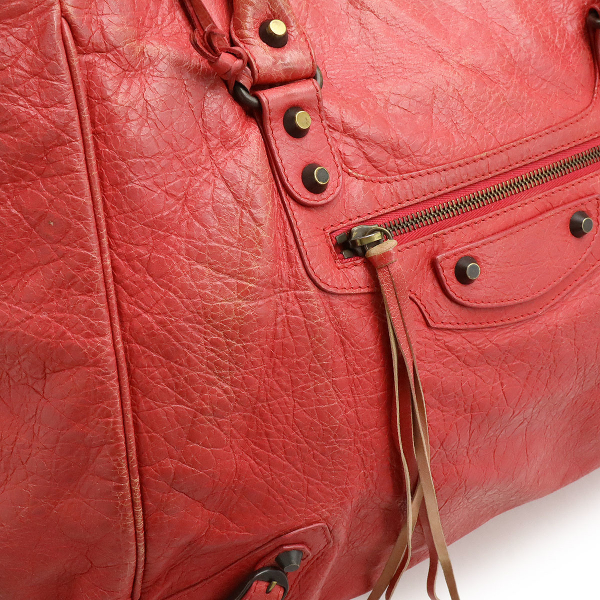 BALENCIAGA The Sunday Tote Bag Handbag Shoulder Leather Red 228755