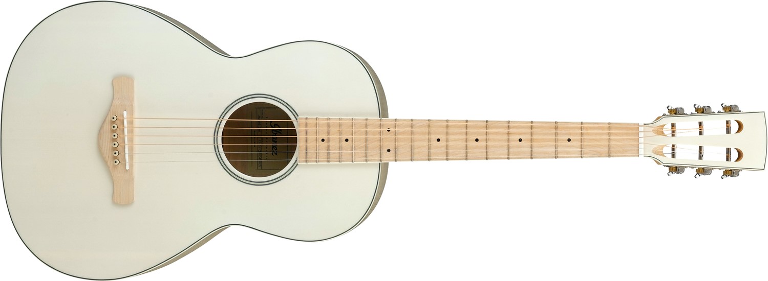 エレアコギター】-Ibanez-ギター全体が真っ白なフィニッシュがひと際目