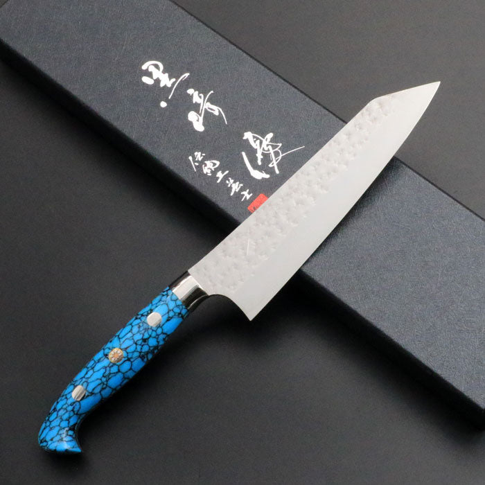 黒崎優 「閃光・鋭」小文化 包丁 150mm ターコイズハンドル ISETAN