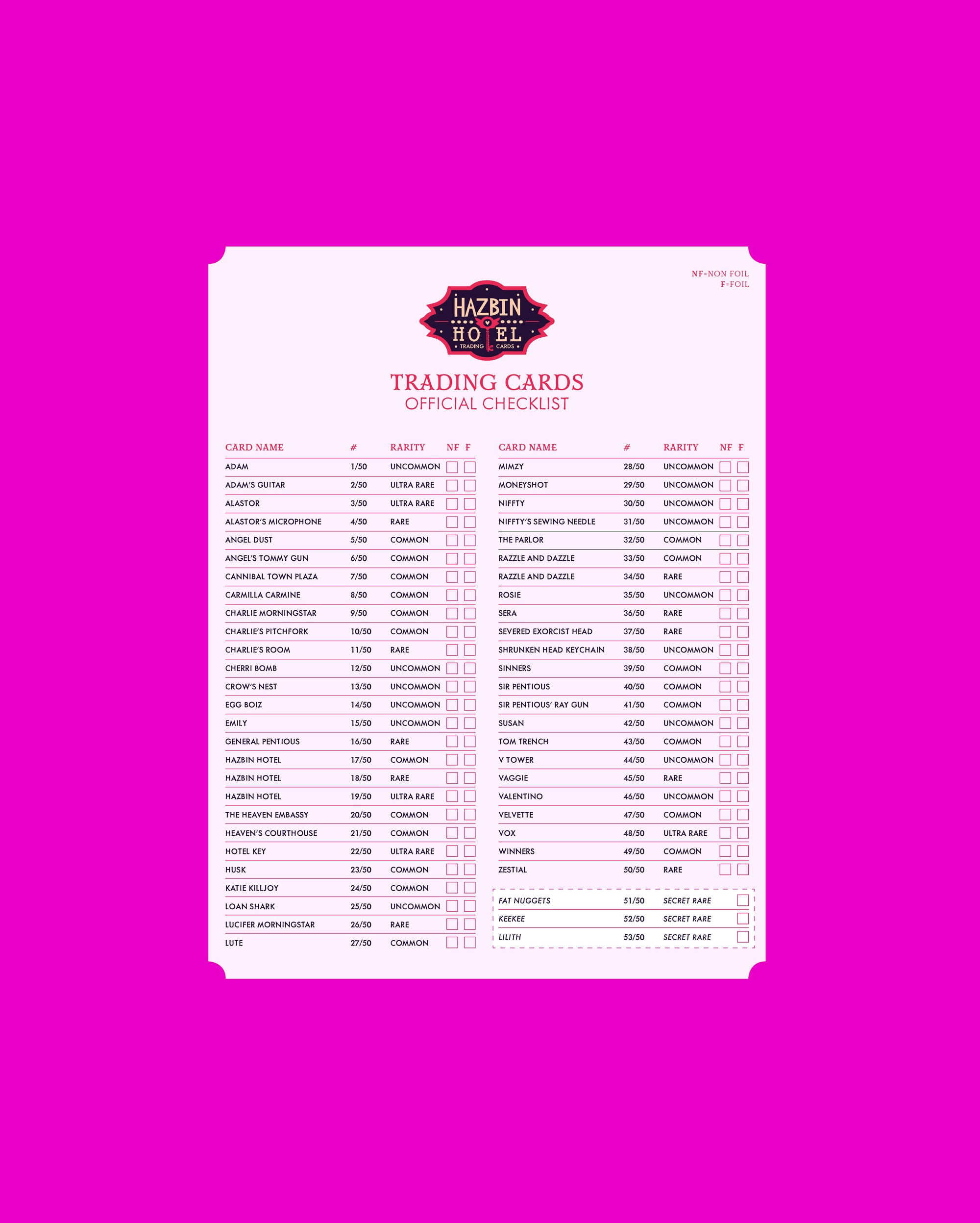 Hazbin Hotel Trading Cards Official Checklist | Hazbin Hotel
