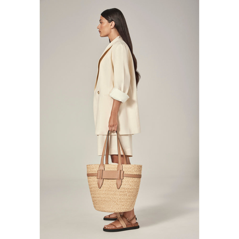 Lipari L Tote Bag Natural/Caramel - Helen Kaminski US