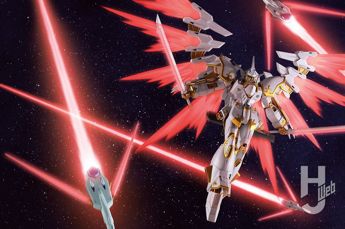 白いボディに金の装飾「HGブラックナイトスコード カルラ」をキット