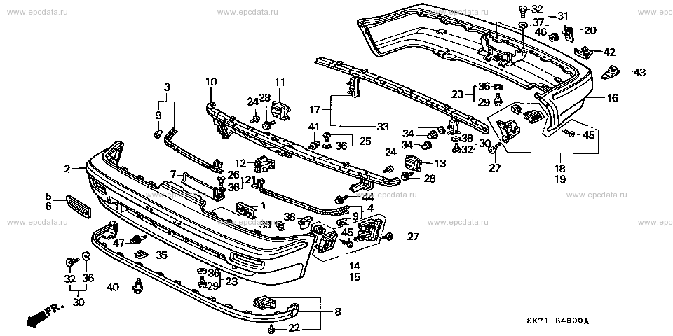 bumper for Honda Integra E-DA5, ZX 1200001 - 1299999 ZC AT - Honda
