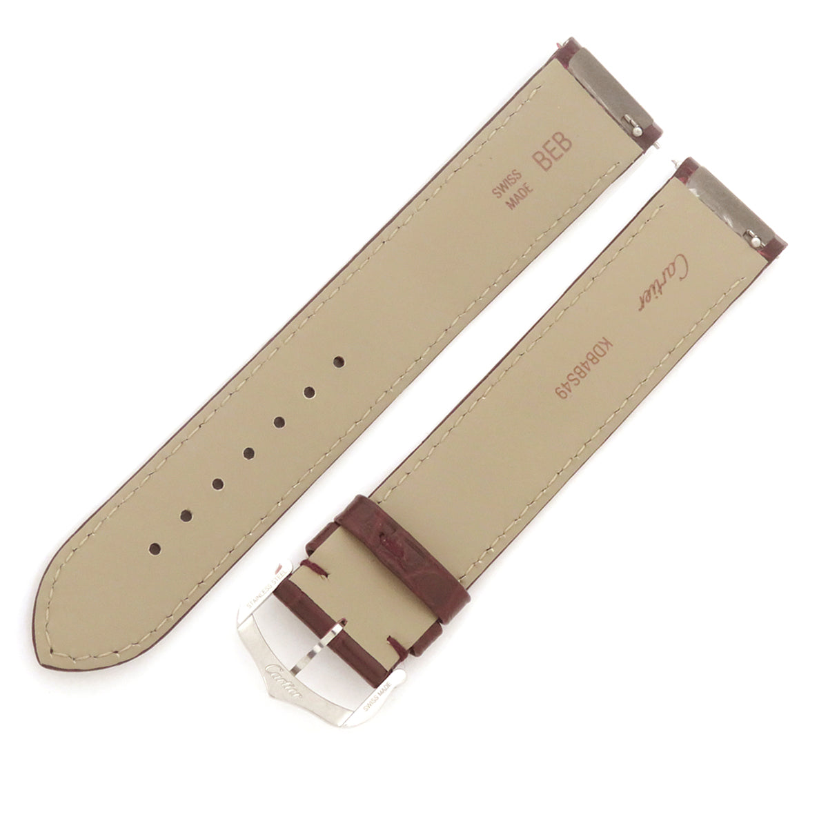 カルティエ Cartier サントスデュモン XL用 クロコバンド ブラウン