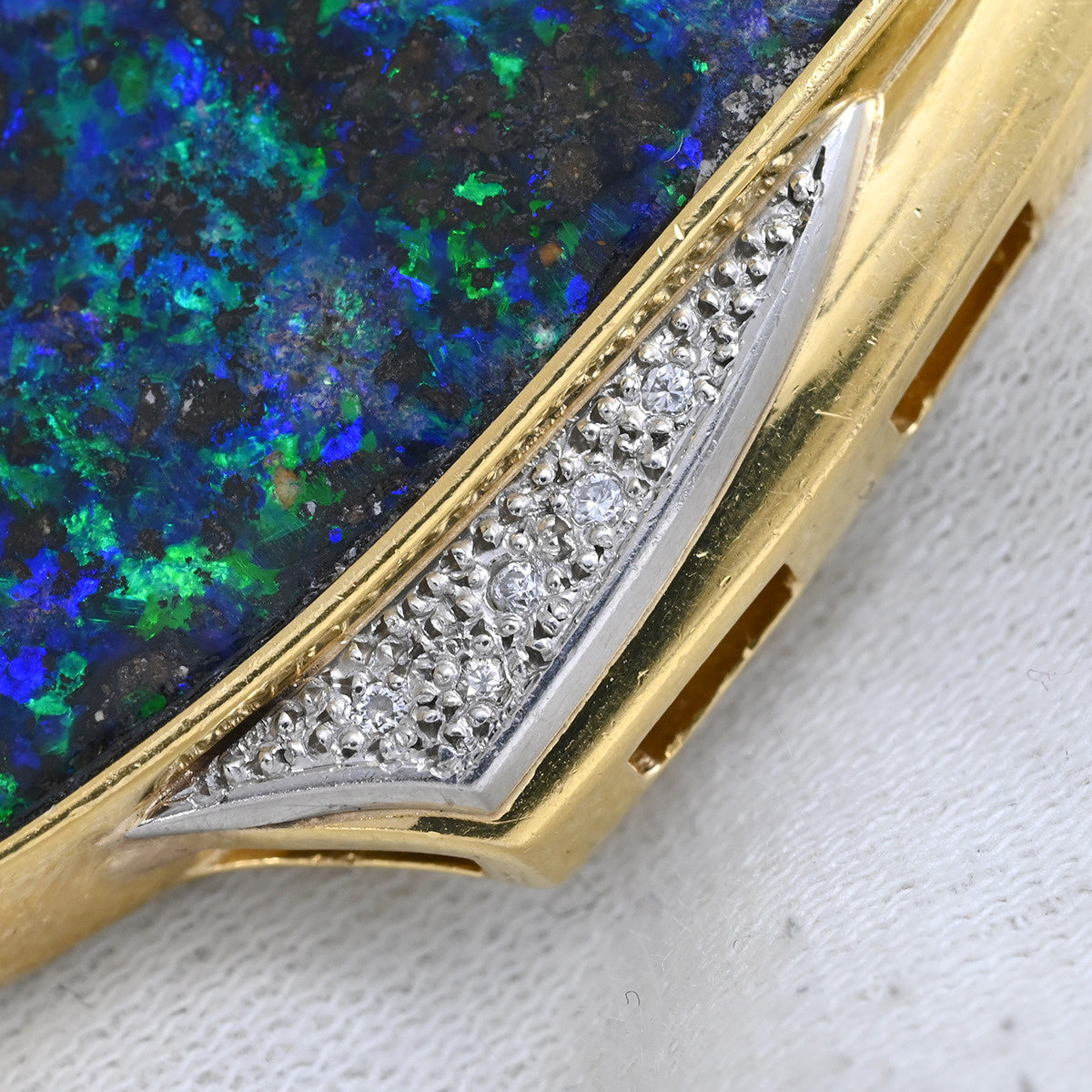 ノンブランド NON BRAND ボルダーオパール ブローチ ブルー×イエロー