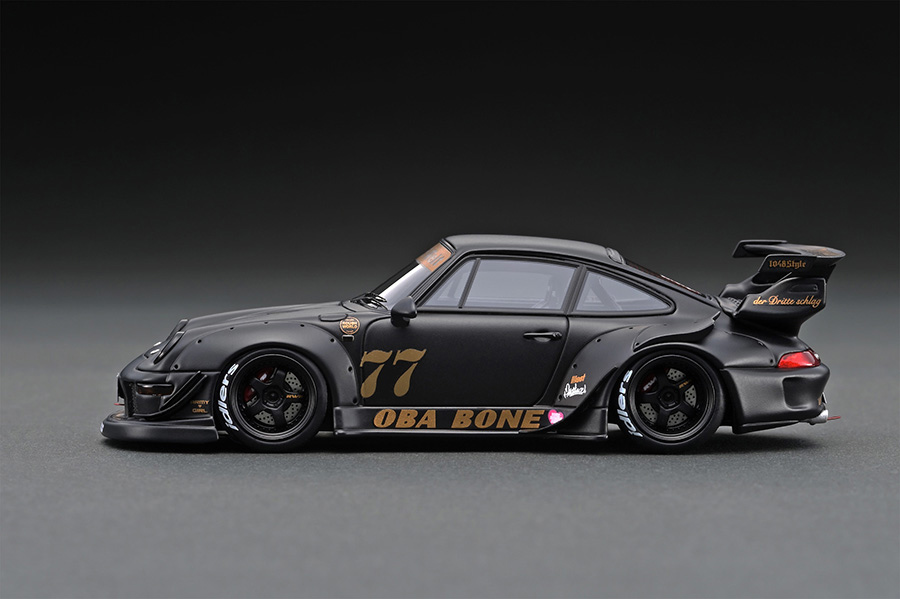 IG2321 1/43 RWB 993 Matte Black With Mr. Nakai standing pose