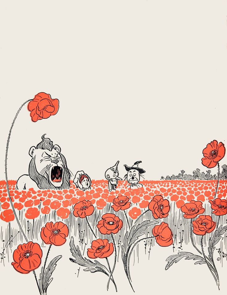 Wizard of Oz Art Print: Deadly Poppy Field Illustration (digital