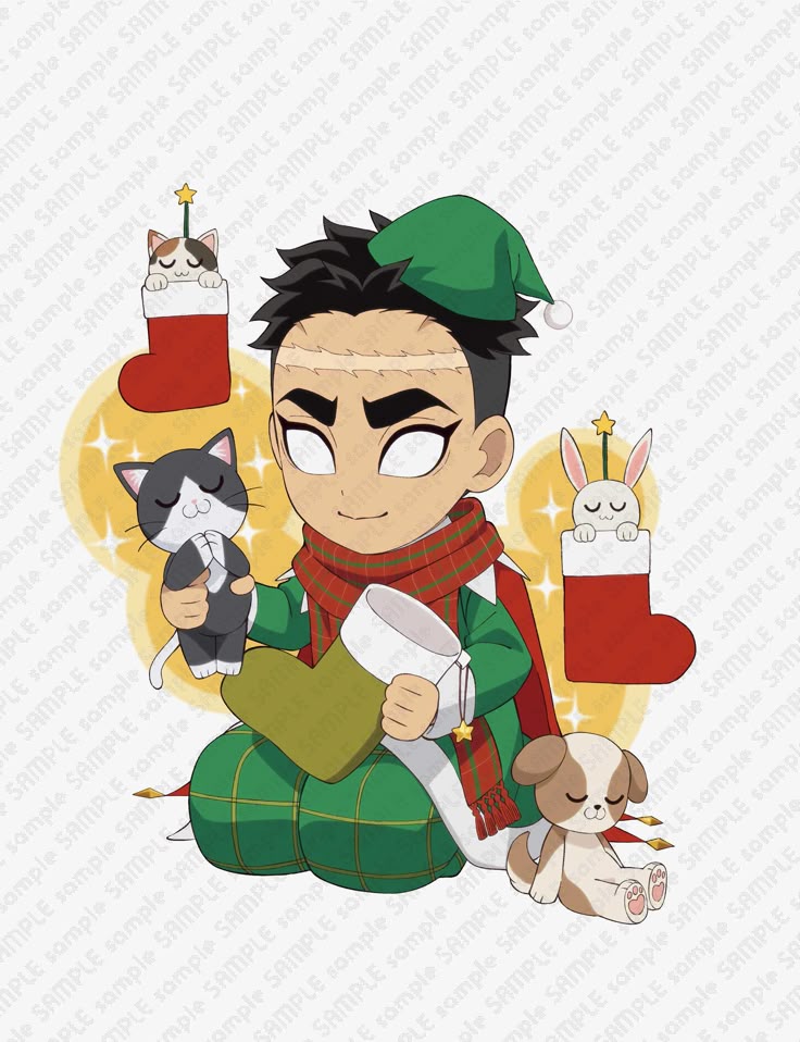 アニメ「鬼滅の刃」悲鳴嶼行冥 クリスマス2022 描き下ろしみにきゃら