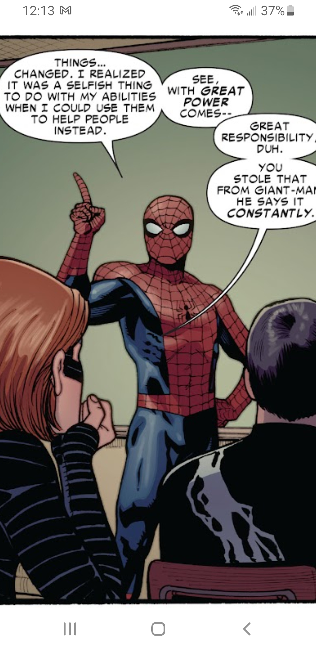 スパイダーマンは「大いなる力には、大いなる責任が伴う」を盗んだ