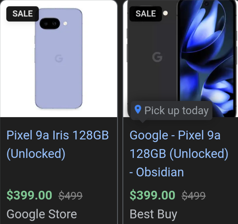 Pixel 9a (128 gb) $399 on Google and multiple retailers : r