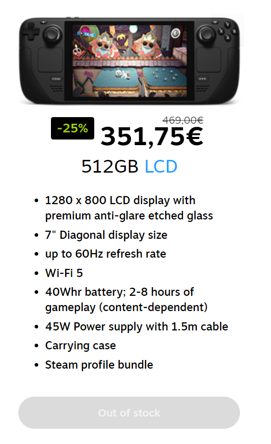 Steam Deck LCD 512 - Out of stock : r/SteamDeck