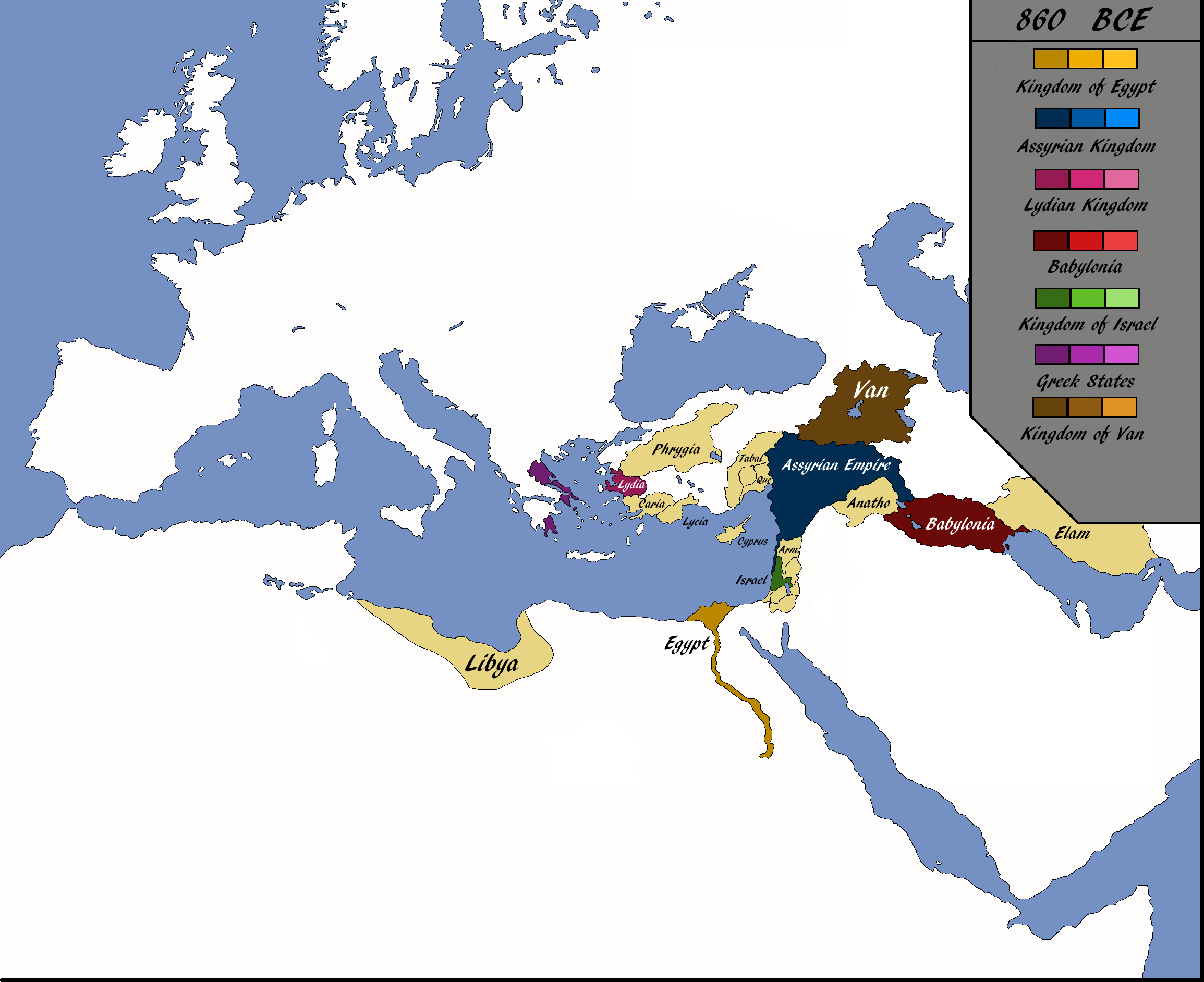 ヨーロッパと近東の地図 - 紀元前860年 : r/MapPorn