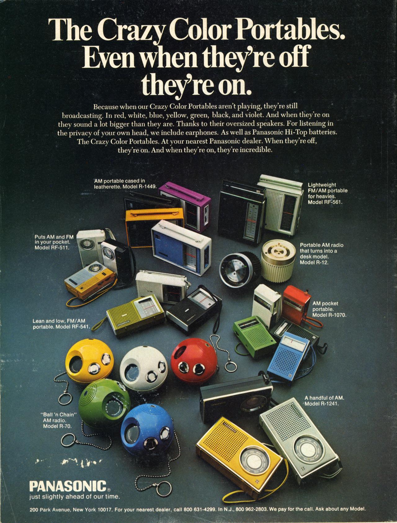 Panasonic Crazy Color Portables ad (1971) : r/1970s