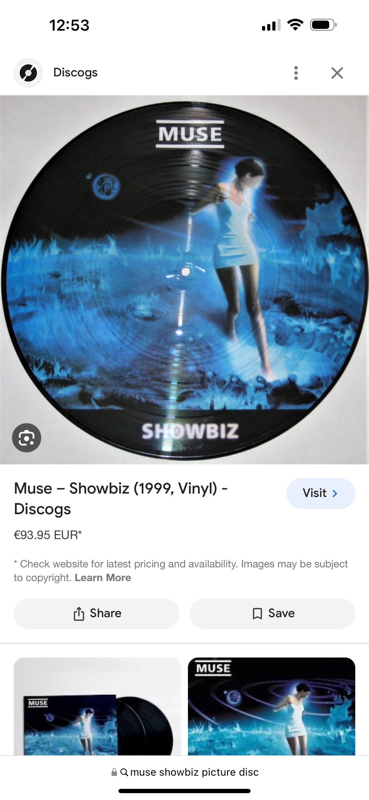 Showbiz picture disc vinyl : r/Muse