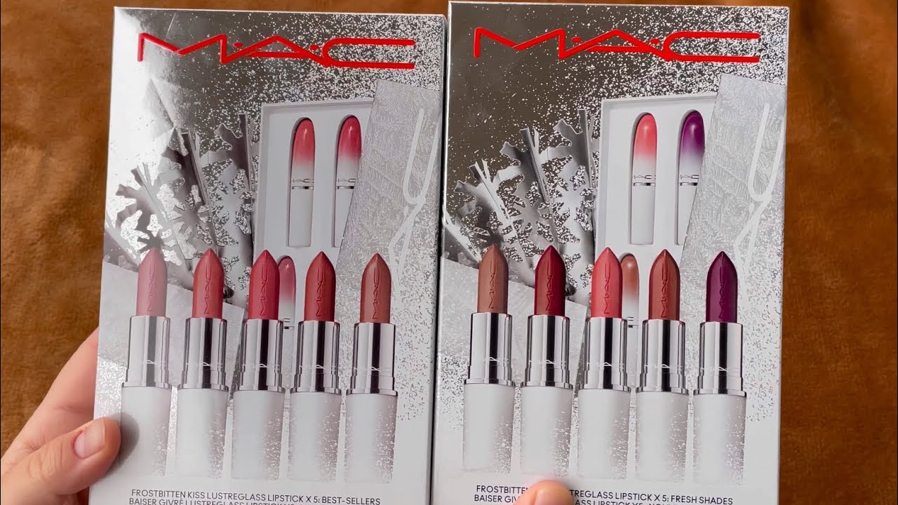 MAC HOLIDAY FROSTBITTEN KISS LUSTREGLASS LIPSTICK X 5: FRESH