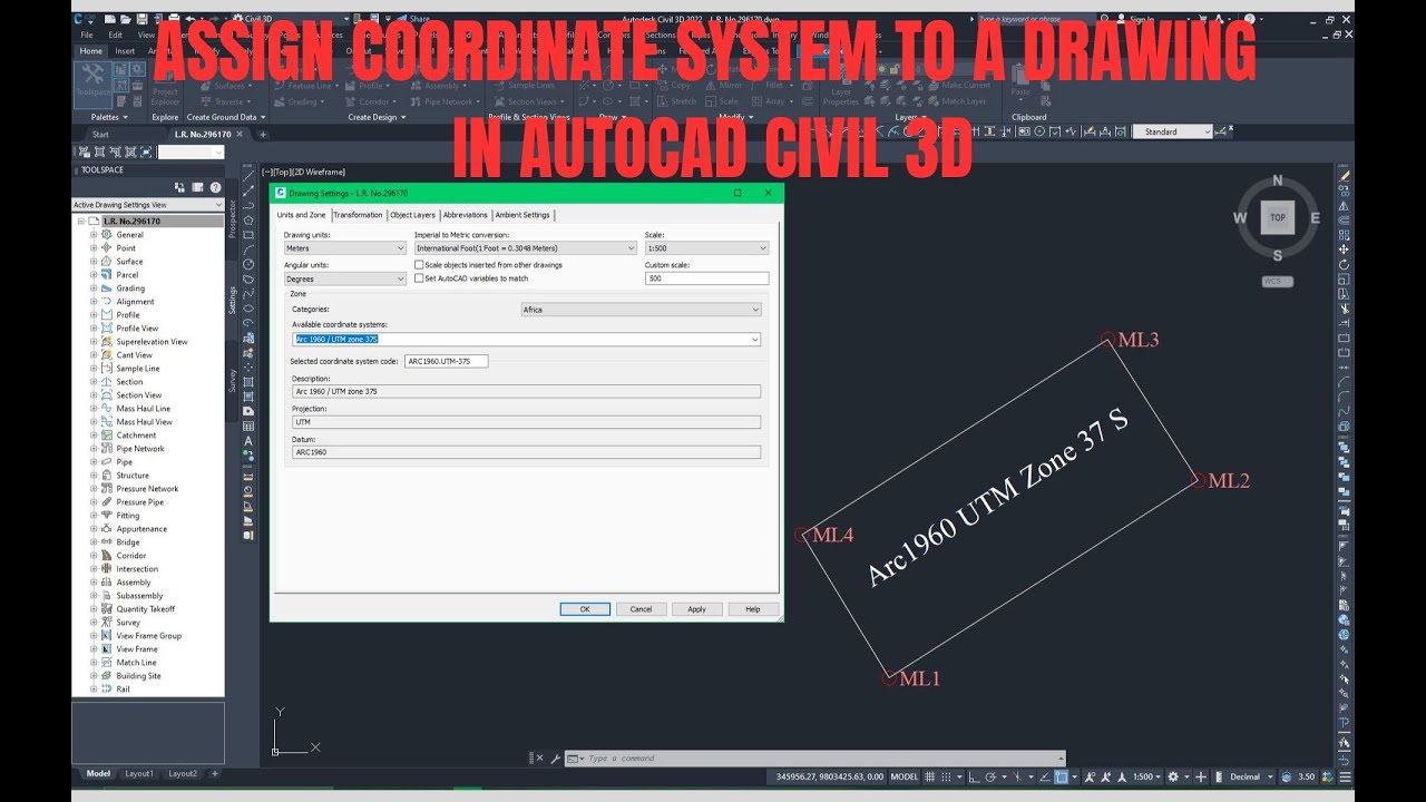 How to Assign Coordinate System in AutoCAD Civil 3D - YouTube