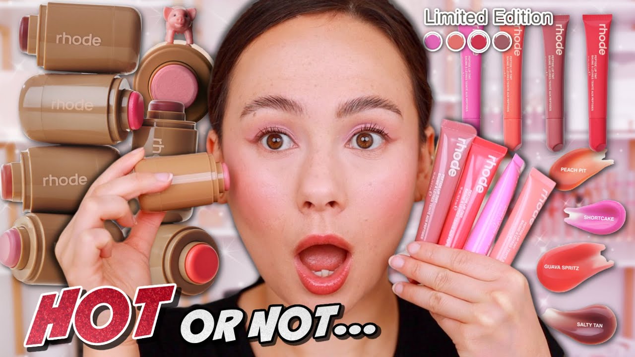 NEW RHODE POCKET BLUSH & SUMMER PEPTIDE LIP TINTS! ALL SWATCHED