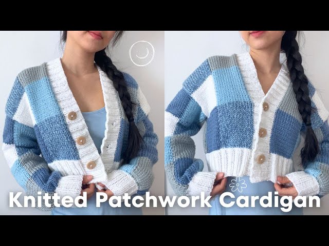 Knitted Patchwork Cardigan | Cropped Knit Cardigan | Crochet With