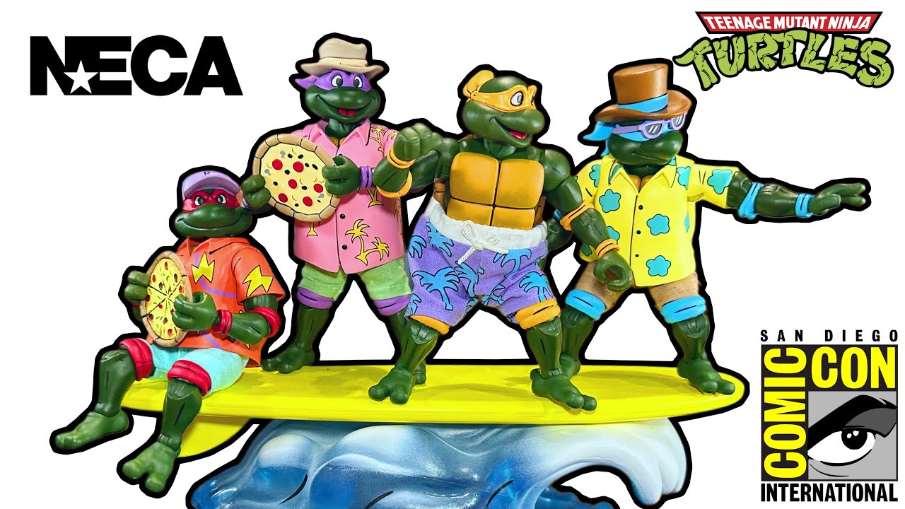 NECA SDCC Exclusive TMNT Cartoon Bodacious Beach Bros 4 Pack