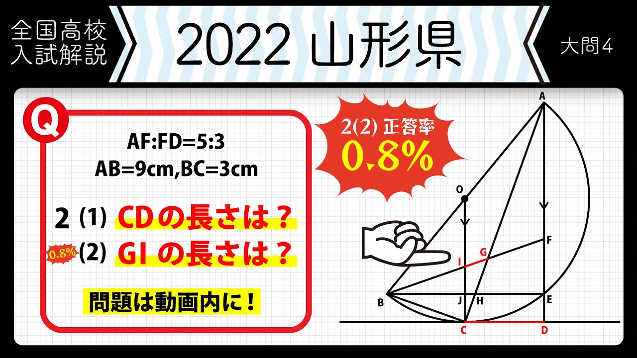 2022年全国高校入試数学解説】山形 大問4 高校入試 高校受験 令和4