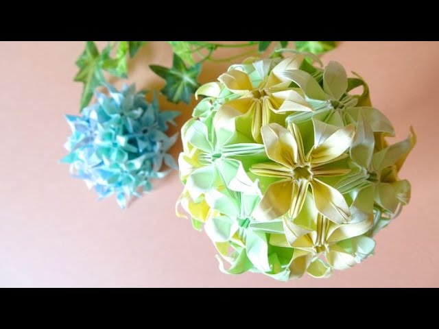折り紙】花のくすだま【Easy origami】 Kusudama of flowers - YouTube