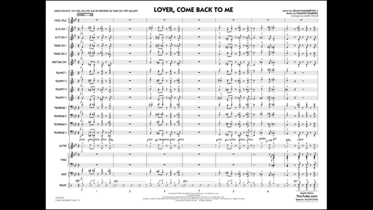 Lover, Come Back To Me arranged by Mark Taylor - YouTube