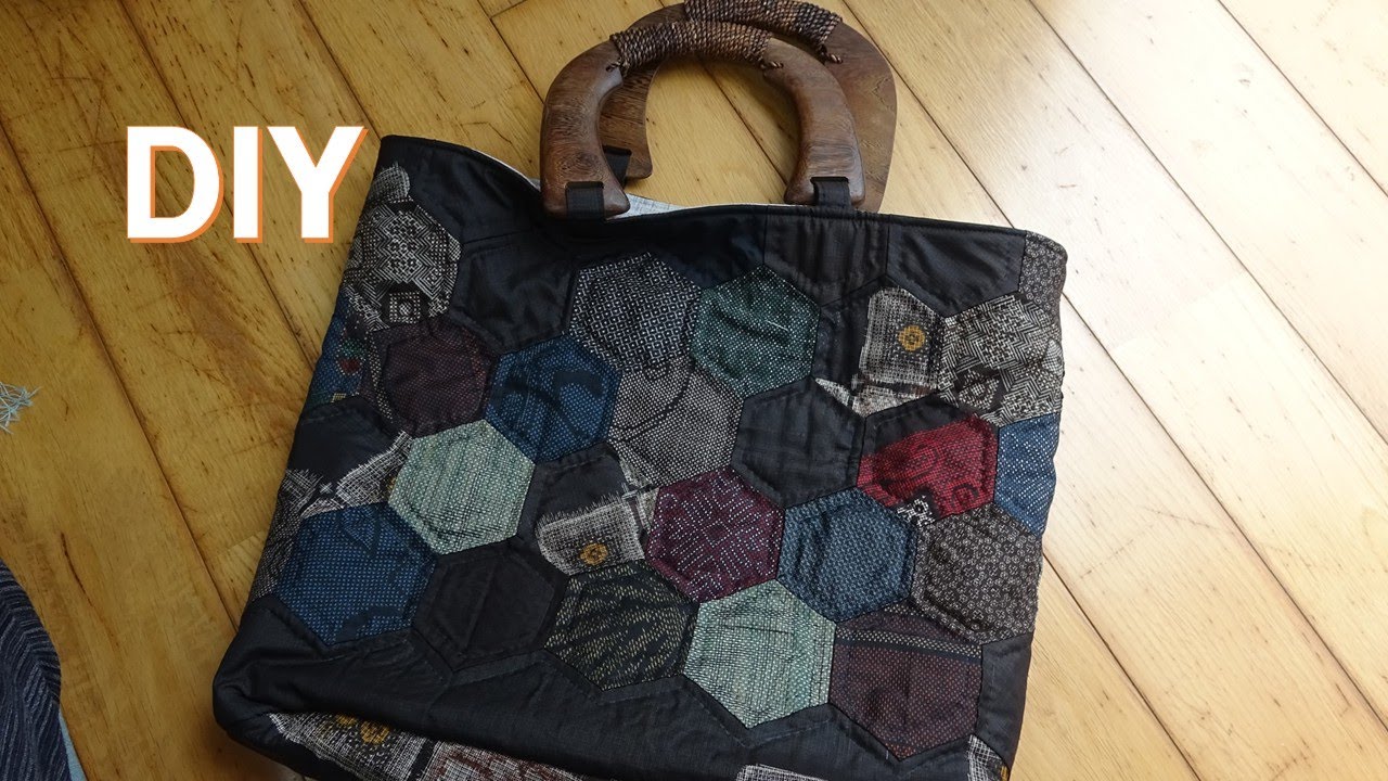 着物リメイク 大島紬のシックなトートバッグ【DIY】【手芸