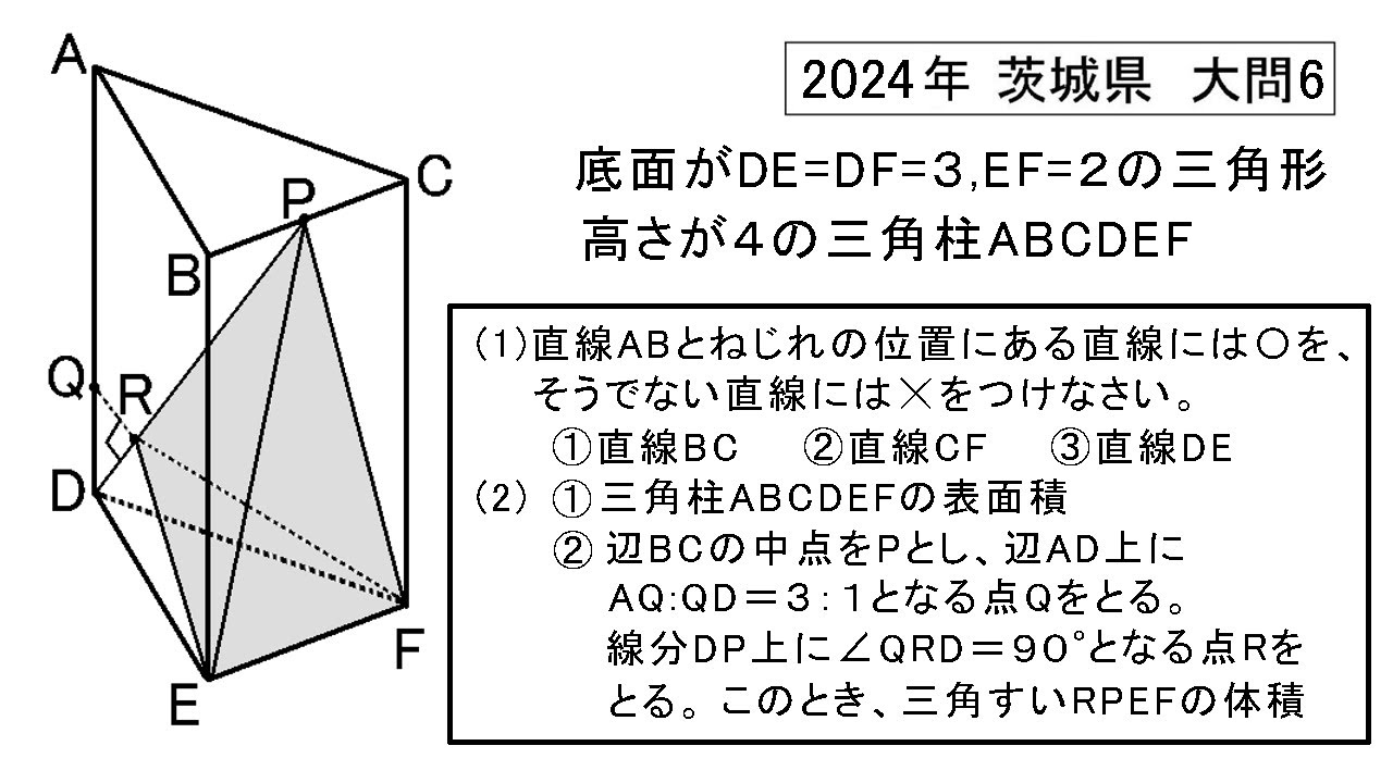 茨城県 高校入試数学 2024年 大問6 - YouTube